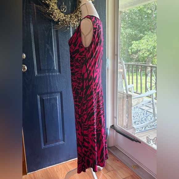 Kasper V-Neck pink and black sleeveless dress size Large - Picture 3 of 10
